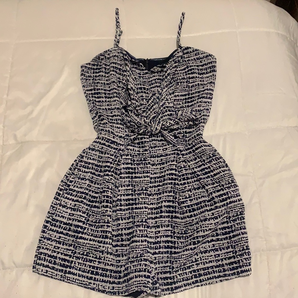Cute navy blue and white romper with straps